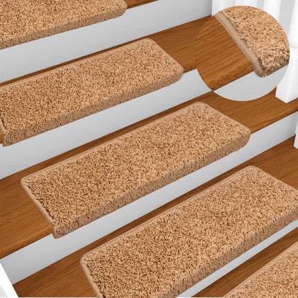 Trappmattor 15 st 65x21x4 cm beige rektangulär kant