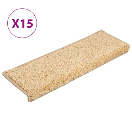 Trappmattor 15 st 65x21x4 cm krämfärgade rektangulära kanter