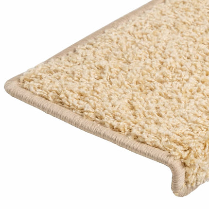 Trappmattor 15 st 65x21x4 cm krämfärgade rektangulära kanter
