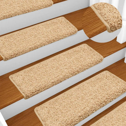 Trappmattor 15 st 65x21x4 cm krämfärgade rektangulära kanter