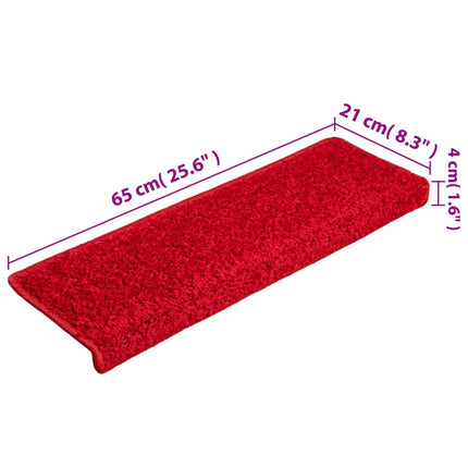 Trappmattor 15 st 65x21x4 cm röda rektangulära kanter