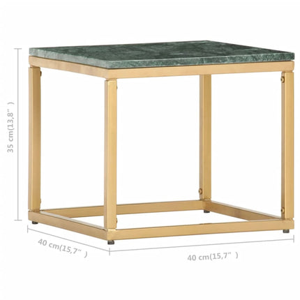 Soffbord grön 40x40x35 cm äkta sten med marmorstruktur