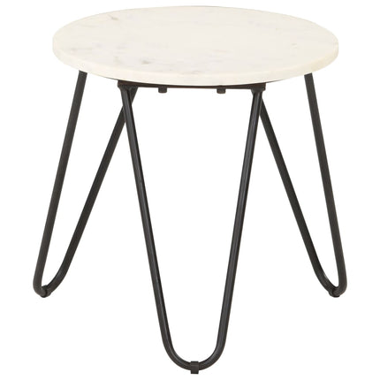 Soffbord vit 40x40x40 cm äkta sten med marmorstruktur