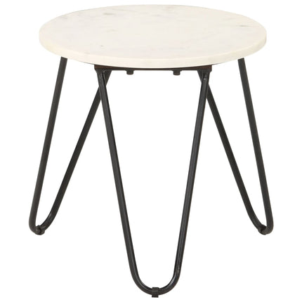 Soffbord vit 40x40x40 cm äkta sten med marmorstruktur