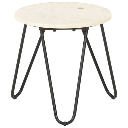 Soffbord vit 40x40x40 cm äkta sten med marmorstruktur