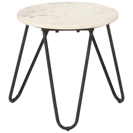 Soffbord vit 40x40x40 cm äkta sten med marmorstruktur