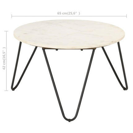 Soffbord vit 65x65x42 cm äkta sten med marmorstruktur