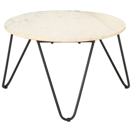 Soffbord vit 65x65x42 cm äkta sten med marmorstruktur
