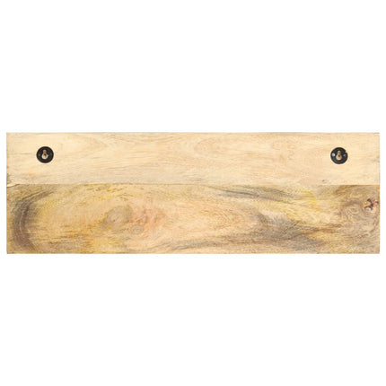 Vägghylla med krokar 60x15x20 cm massivt grovt mangoträ