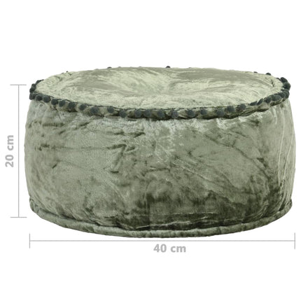 Rund sammetspuff 40x20 cm grön