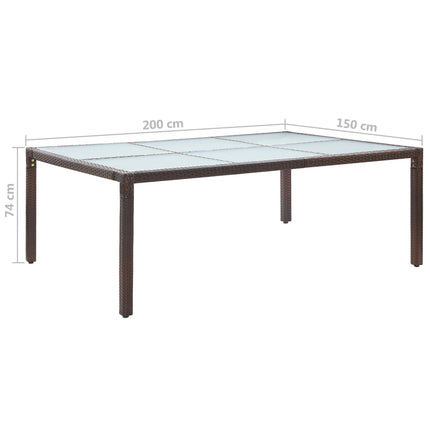 Matbord för trädgården brun 200x150x74 cm konstrotting