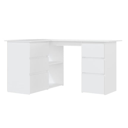 Hörnskrivbord vit 145x100x76 cm konstruerat trä