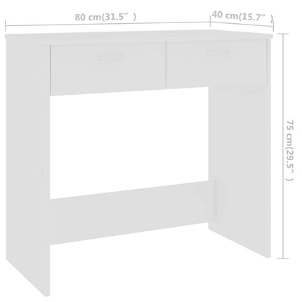 Skrivbord vit 80x40x75 cm konstruerat trä