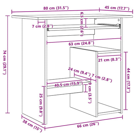 Skrivbord betonggrå 80x45x74 cm konstruerat trä