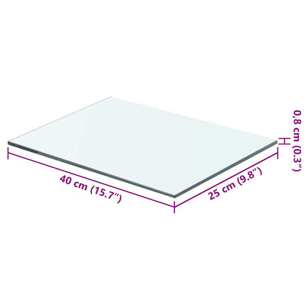 Hyllplan 2 st glas genomskinlig 40x25 cm