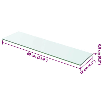 Hyllplan 2 st glas genomskinlig 60x12 cm