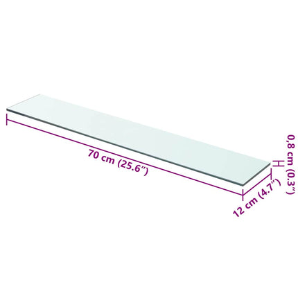 Hyllplan 2 st glas genomskinlig 70x12 cm