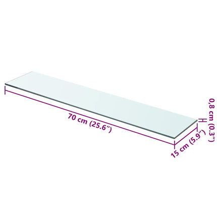 Hyllplan 2 st glas genomskinlig 70x15 cm