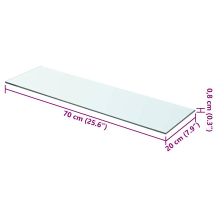 Hyllplan 2 st glas genomskinlig 70x20 cm