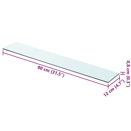 Hyllplan 2 st glas genomskinligt 80x12 cm