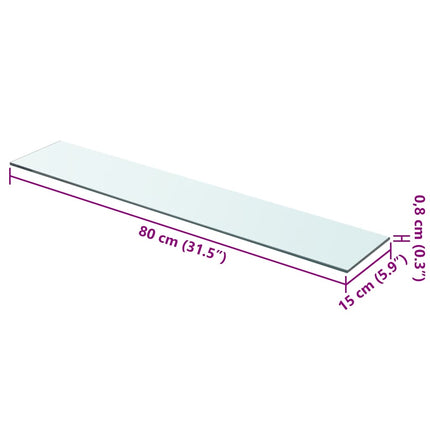 Hyllplan 2 st glas genomskinlig 80x15 cm