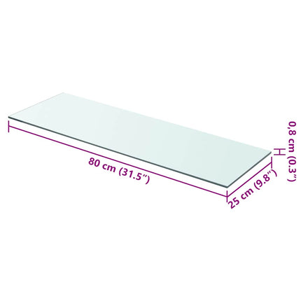 Hyllplan 2 st glas genomskinlig 80x25 cm
