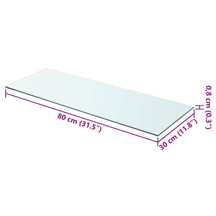 Hyllplan 2 st glas genomskinlig 80x30 cm