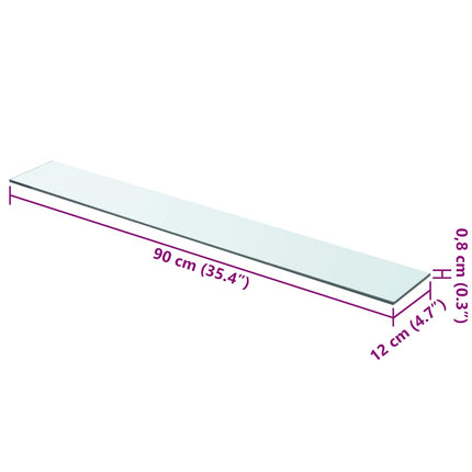 Hyllplan 2 st glas genomskinlig 90x12 cm