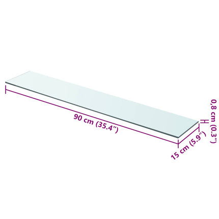 Hyllplan 2 st glas genomskinlig 90x15 cm