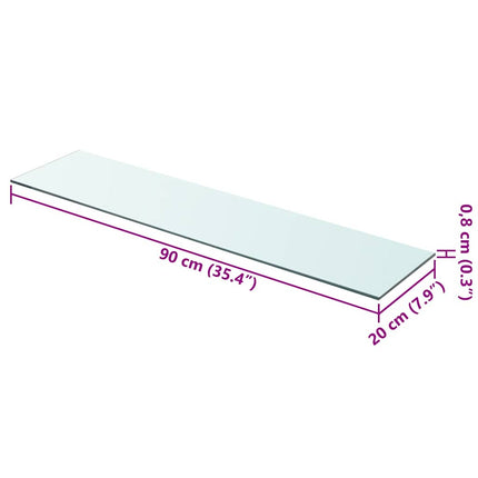 Hyllplan 2 st glas genomskinlig 90x20 cm