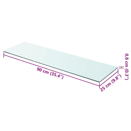 Hyllplan 2 st glas genomskinlig 90x25 cm