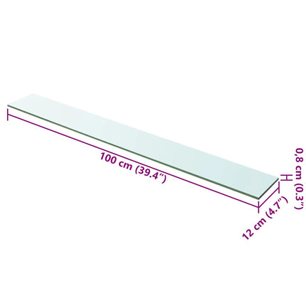 Hyllplan 2 st glas genomskinligt 100x12 cm
