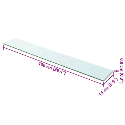 Hyllplan 2 st glas genomskinlig 100x15 cm