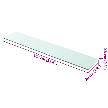 Hyllplan 2 st glas genomskinlig 100x20 cm