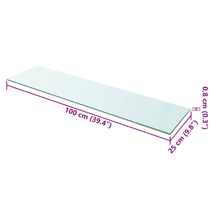 Hyllplan 2 st glas genomskinlig 100x25 cm