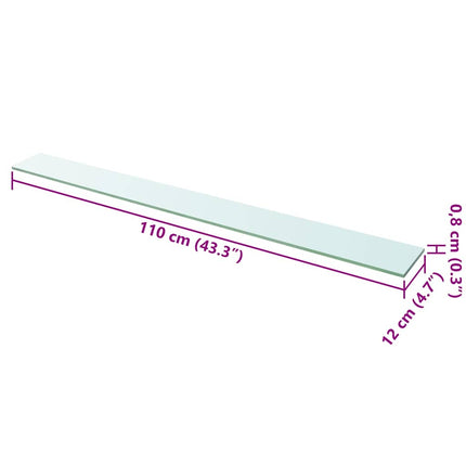Hyllplan 2 st glas genomskinlig 110x12 cm
