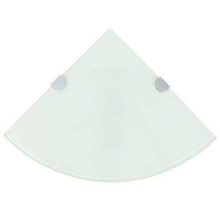Hörnhyllor 2 st kromade hyllkonsoler glas vit 35x35 cm