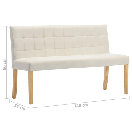 Bänk 140 cm gräddvit sammet