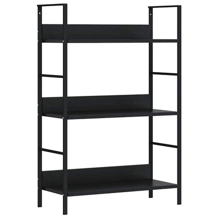 Bokhylla 3 hyllplan svart 60x27,6x90,5 cm konstruerat trä