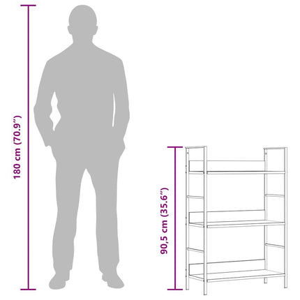 Bokhylla 3 hyllplan svart 60x27,6x90,5 cm konstruerat trä