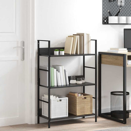 Bokhylla 3 hyllplan svart 60x27,6x90,5 cm konstruerat trä