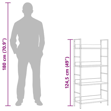 Bokhylla 3 hyllplan ek 60x27,6x124,5 cm konstruerat trä