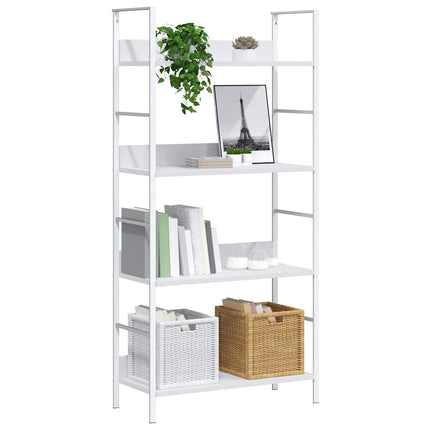 Bokhylla 4 hyllor vit 60x27,6x124,5 cm konstruerat trä