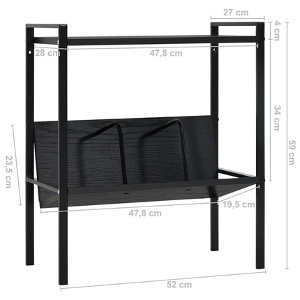 Bokhylla 2 hyllplan svart 52x28x59 cm konstruerat trä