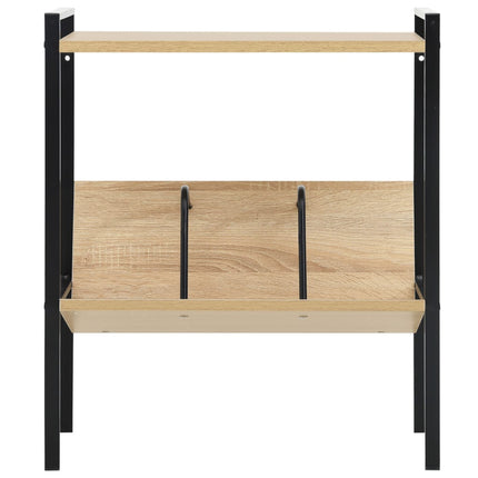 Bokhylla 2 hyllplan svart och ek 52x28x59 cm konstruerat trä