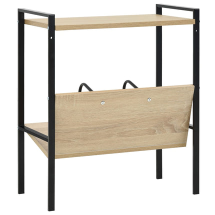 Bokhylla 2 hyllplan svart och ek 52x28x59 cm konstruerat trä