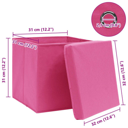 Förvaringslådor med lock 10 st rosa 32x32x32 cm tyg