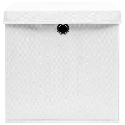 Förvaringslådor med lock 10 st vit 32x32x32 cm tyg