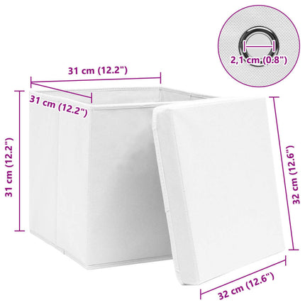 Förvaringslådor med lock 10 st vit 32x32x32 cm tyg