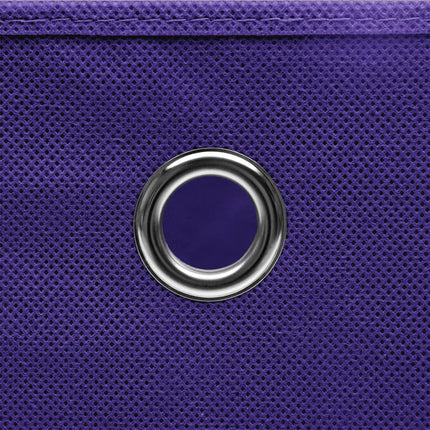 Förvaringslådor med lock 4 st lila 32x32x32 cm tyg